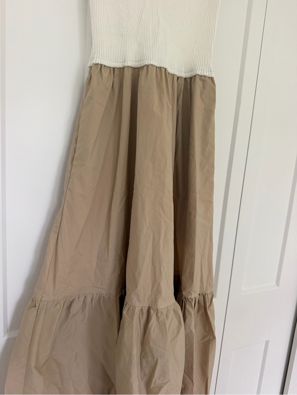 Elan Beige Tiered Midi Skirt – Women's Casual A-Line - Picture 6 of 8
